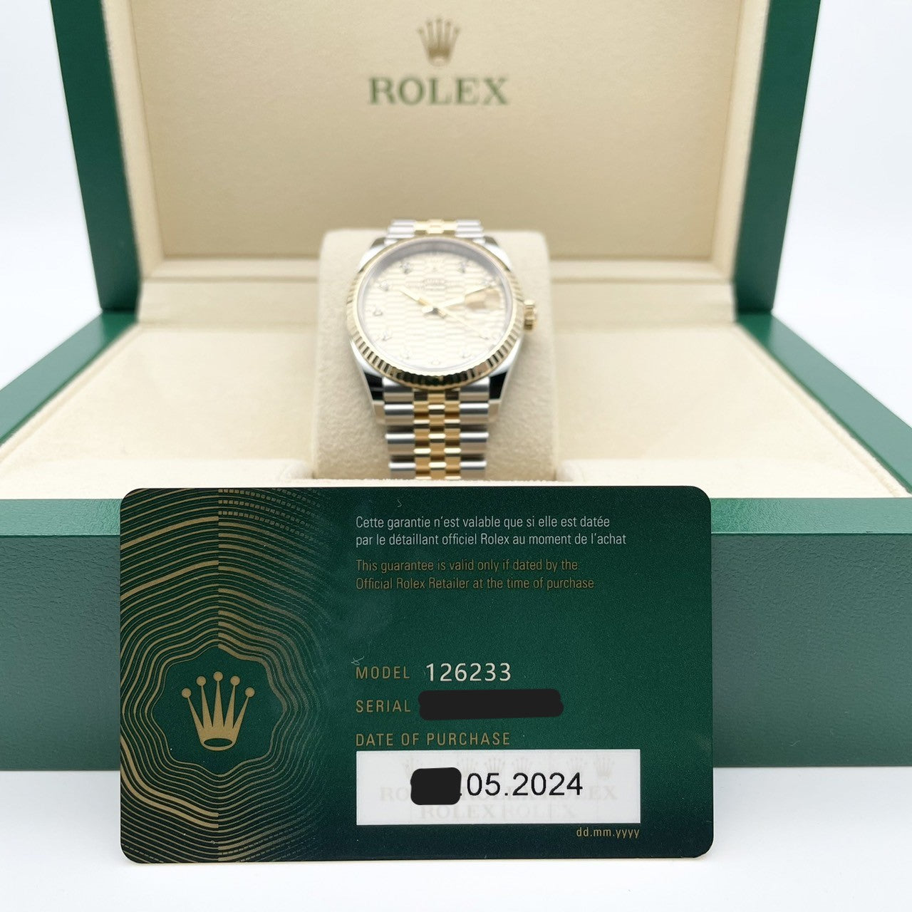[Discon 모델! 2024 년 5 월 지불! Rolex DateJust 126233 샴페인 열매 모티프 10p 다이아몬드 희년 팔찌 36mm