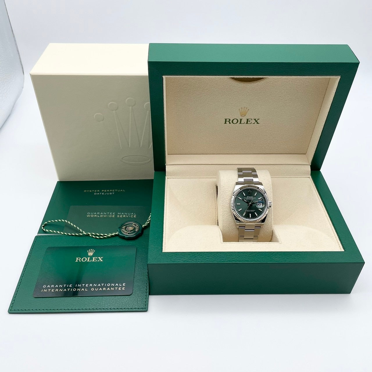 [2022 년 6 월 지불! Rolex DateJust 126234 Mint Green Oyster 팔찌 36mm