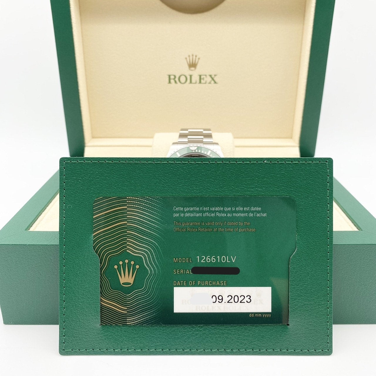 Pre-Owned Rolex Submariner Date 126610LV Oyster Bracelet Black Green 41mm