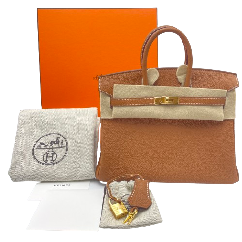 Hermes Birkin 25 Gold Togo Gold Hardware W Engraved