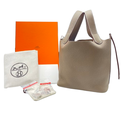 Hermes Picotin Lock PM Etoupe Torillon Clemence Silver Fittings w 새겨 져