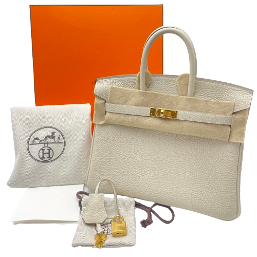 Hermes Birkin 25 Cretogo Gold 하드웨어 W는 새겨 져 있습니다