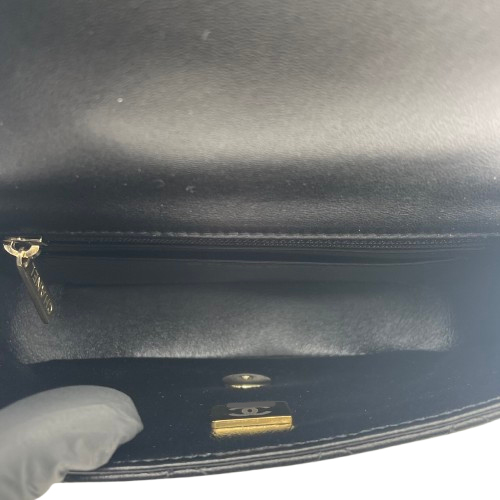 プレオウンド シャネル ミニフラップ W18 ブラック ラムスキン ゴールド金具