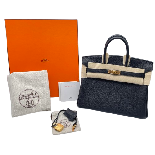 Hermes Birkin 25 Noir Togo Gold Hardware u는 새겨 져 있습니다