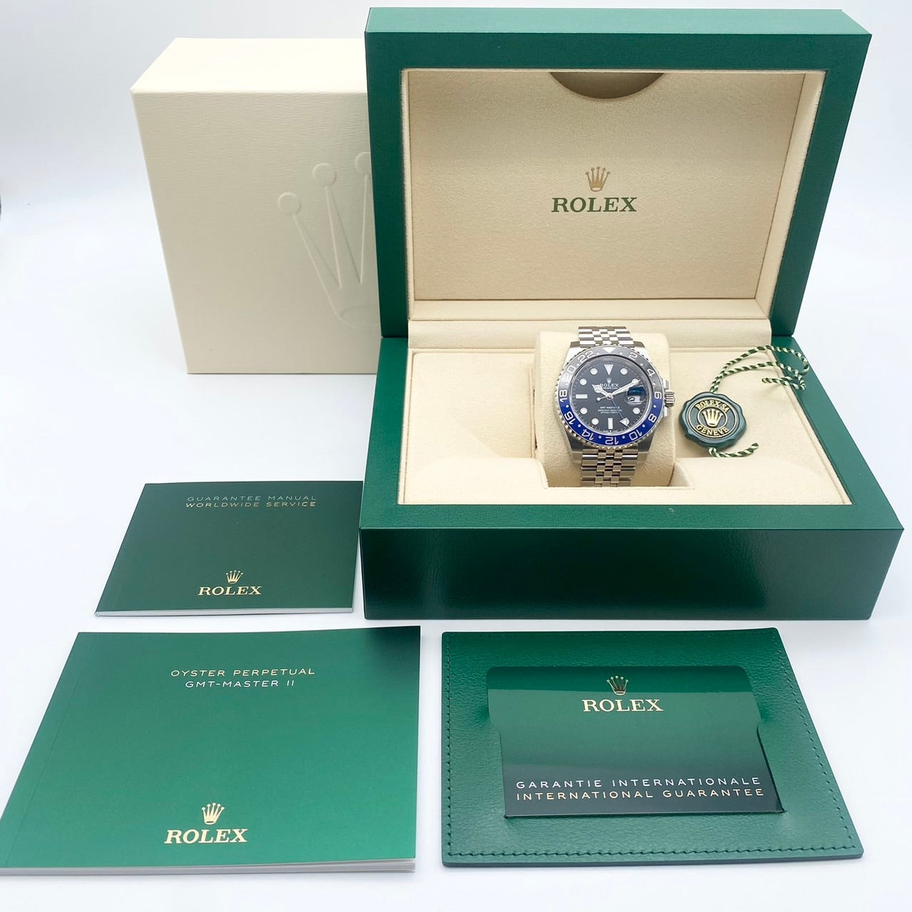 사전 소유 롤렉스 GMT 마스터 II 126710BLNR 검은 스테인리스 스틸 희년 팔찌 40mm