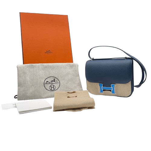 Hermes Constance Mini 18 Brue de Plus Epson Silver Fittings w 새겨 져