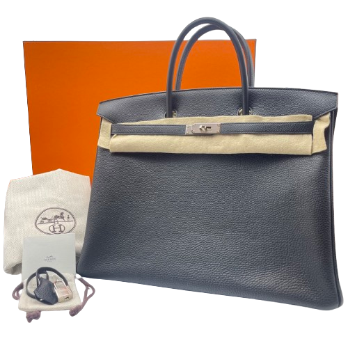 愛馬仕Birkin 40 Noir Dogo銀色金屬配件y雕刻