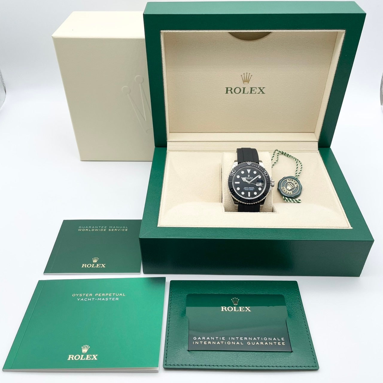 사전 소유의 롤렉스 요트 마스터 226659 블랙 화이트 골드 42mm