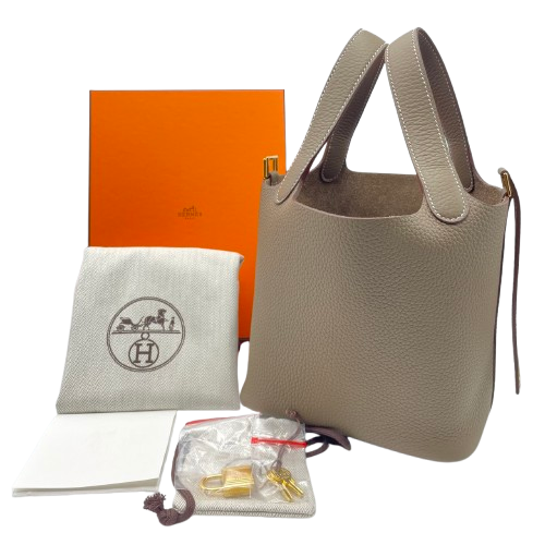 Hermes Picotin Lock PM Etoupe Torillon Clemence Gold Hardware w 새겨진