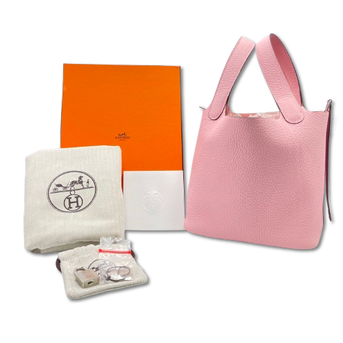 사전 소유 헤르메스 피코 틴 록 오후 로즈 사쿠라 토릴론 클레멘스 실버 피팅 w 새겨진