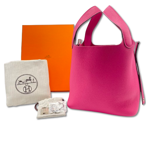 Hermes Picotin Lock PM Rose Extreme Torillon Maurice Silver Fittings B 조각.