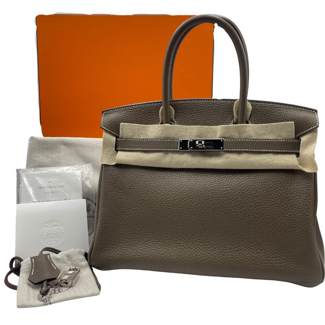 Hermes Birkin 30 Etoup Togo Silver Metal Fittings u Engraved