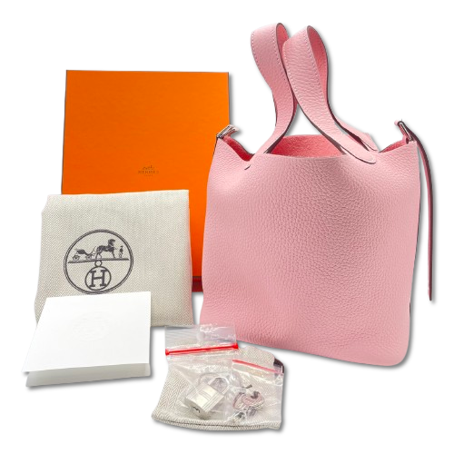 사전 소유 헤르메스 피코 틴 록 오후 로즈 사쿠라 토릴론 클레멘스 실버 피팅 w 새겨진