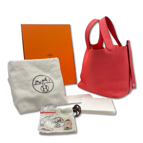 사전 소유 헤르메스 피코 틴 잠금 PM 로즈 텍사스 토릴론 클레멘스 실버 피팅 w 새겨진