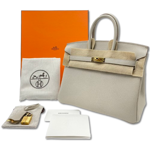 Hermes Birkin 25 Beton Togo Gold 하드웨어 W는 새겨 져 있습니다