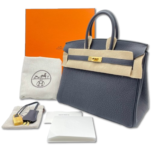 Pre-Owned Hermes Birkin 25 Cavan Togo Gold Hardware W Engraved