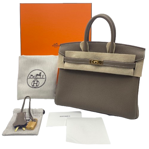 プレオウンド エルメス バーキン 25 エトゥープ トゴ ゴールド金具 W刻印