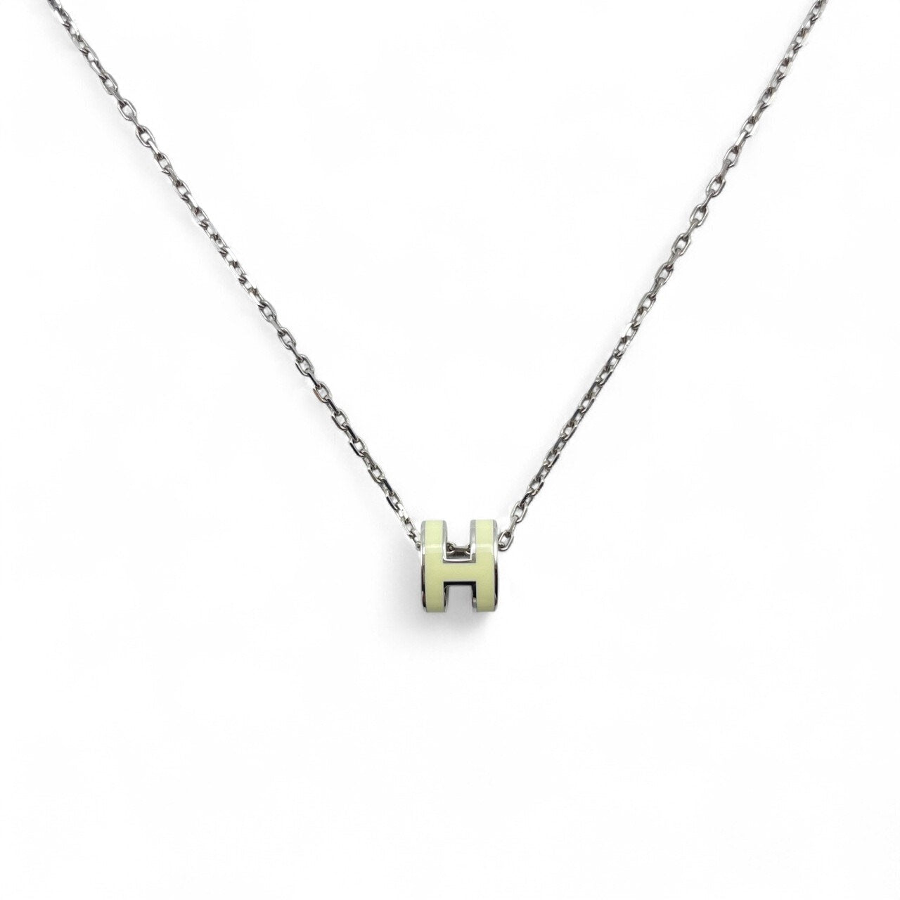 プレオウンドエルメス ポップH ミニ ネックレス アイボリー/メタル シルバー金具