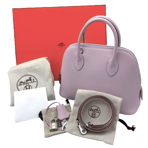 Pre-Owned Hermes Bolid 1923 Mauve Pale 25 Vaud Epson Silver Metal Fittings B Engraved