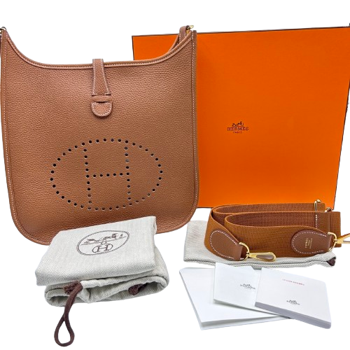 Hermes Evelyn V PM 金色 Taurillon Clemence 金色五金配件 B 雕刻