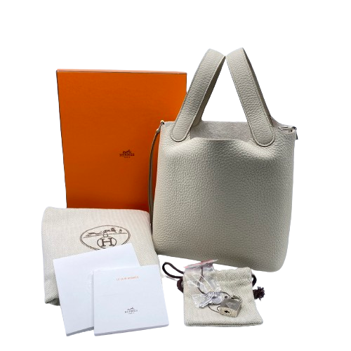 Hermes Picotin Lock PM Beton Torillon Clemence Silver Metal Fittings B 조각.