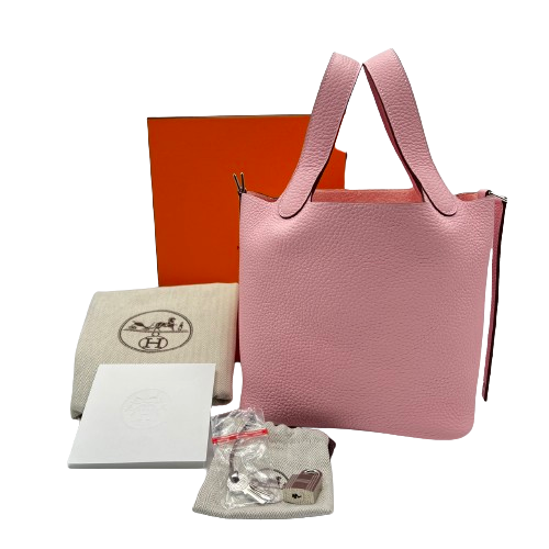 Hermes Picotin Lock PM Rose Sakura Torillon Clemence Silver Metal Fittings B 조각.
