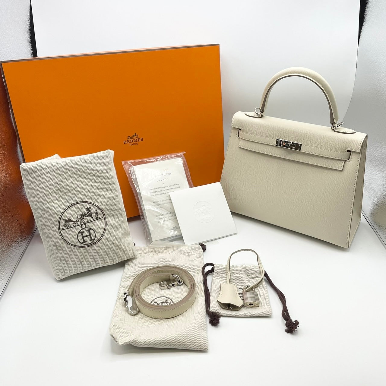 プレオウンド エルメス ケリー25 クレ エプソン シルバー金具 D刻印