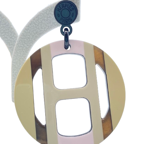 Pre-Owned Hermes H-Equip Earrings Buffalo Horn Lacquer