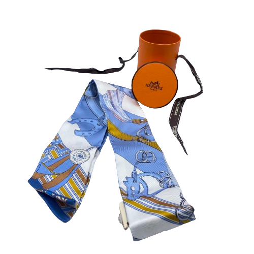 헤르메스 Twilly 벽돌과 Charm Silk Twill