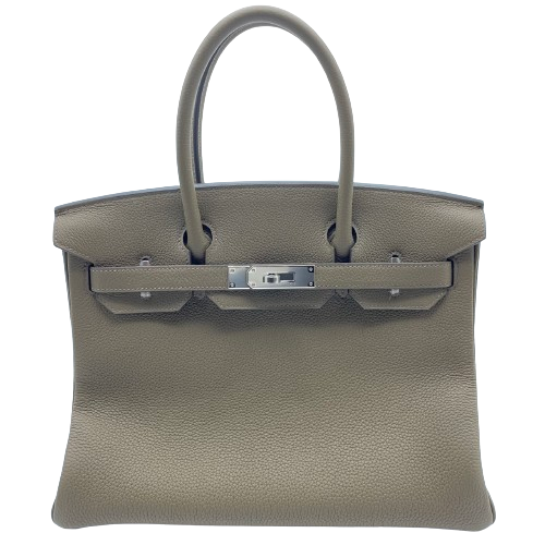 Pre-Owned Hermes Birkin 30 Tundra Togo Silver Metal Fittings B Engraved