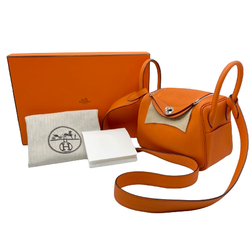 Hermes Lindy Mini Orange Minien Taurillon Clemence 银色五金 U 雕刻