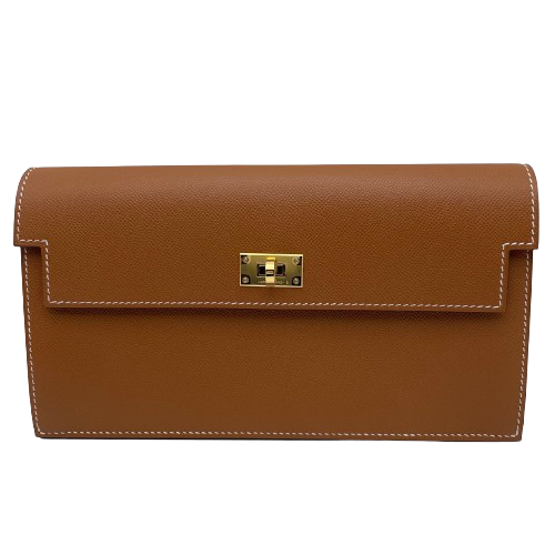 Hermes Kelly Pocket Long Gold Vaumadam Gold Hardware W Engraved