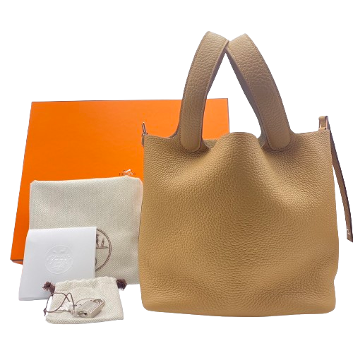 Hermes Picotin Lock MM 비스킷 Torillon Clemence Silver Fittings B 조각.