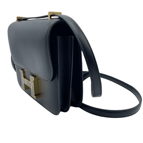 Hermes Constance Mini 18 Miloir Noir Box Calf Gold Hardware u Engraved