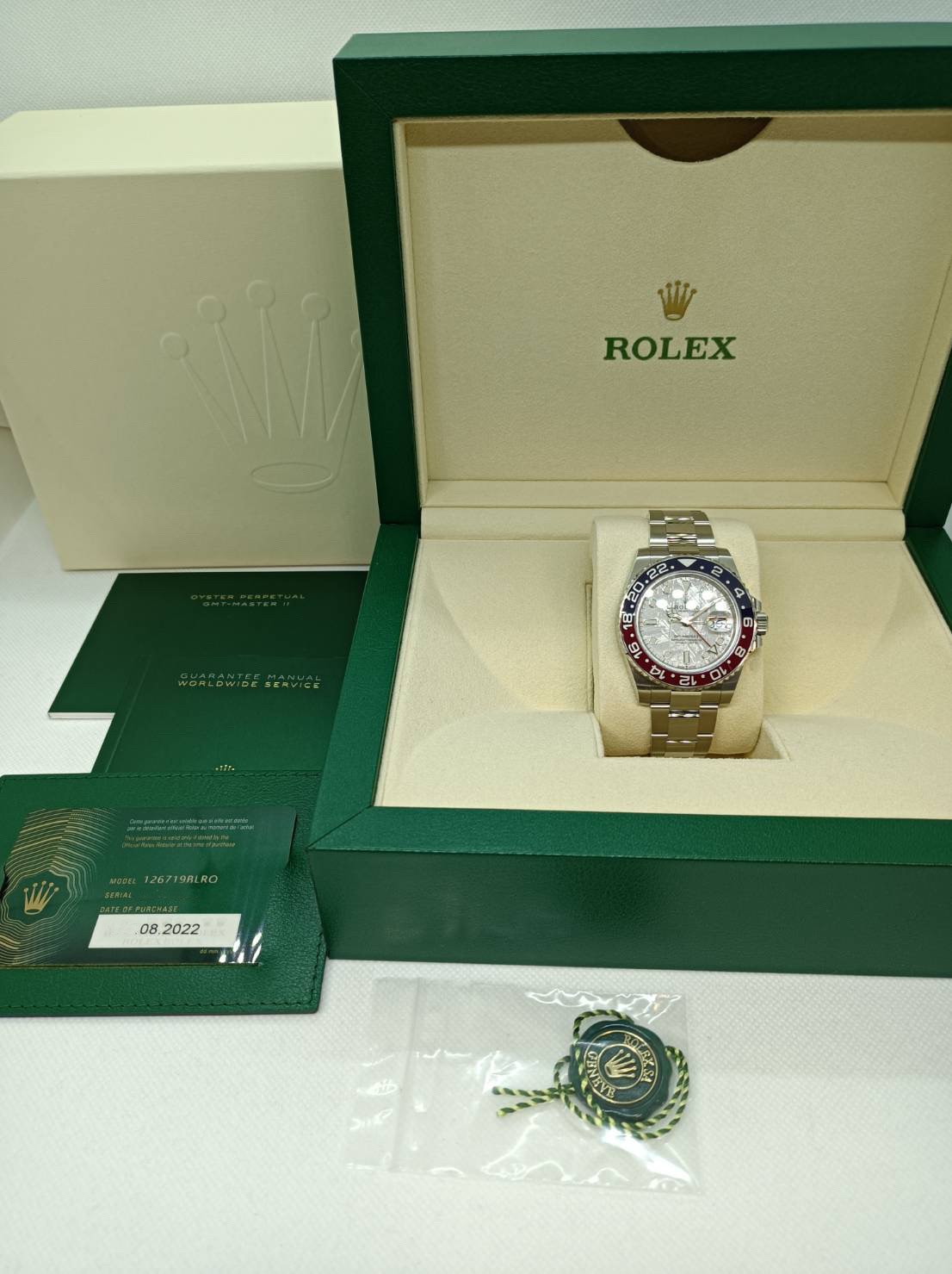 롤렉스 GMT 마스터 II 126719Blro 굴 팔찌 유성 화이트 골드