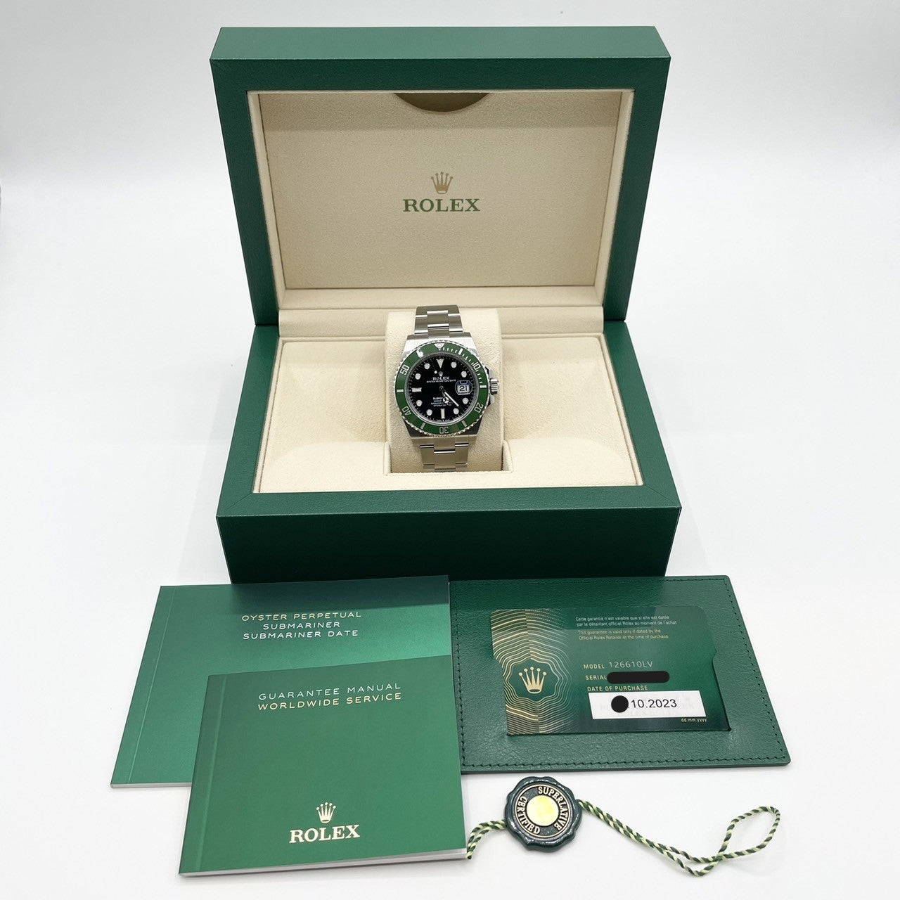 【2023 年 10 月保证】劳力士 Submariner Date 126610LV 蚝式手链 黑绿 41mm