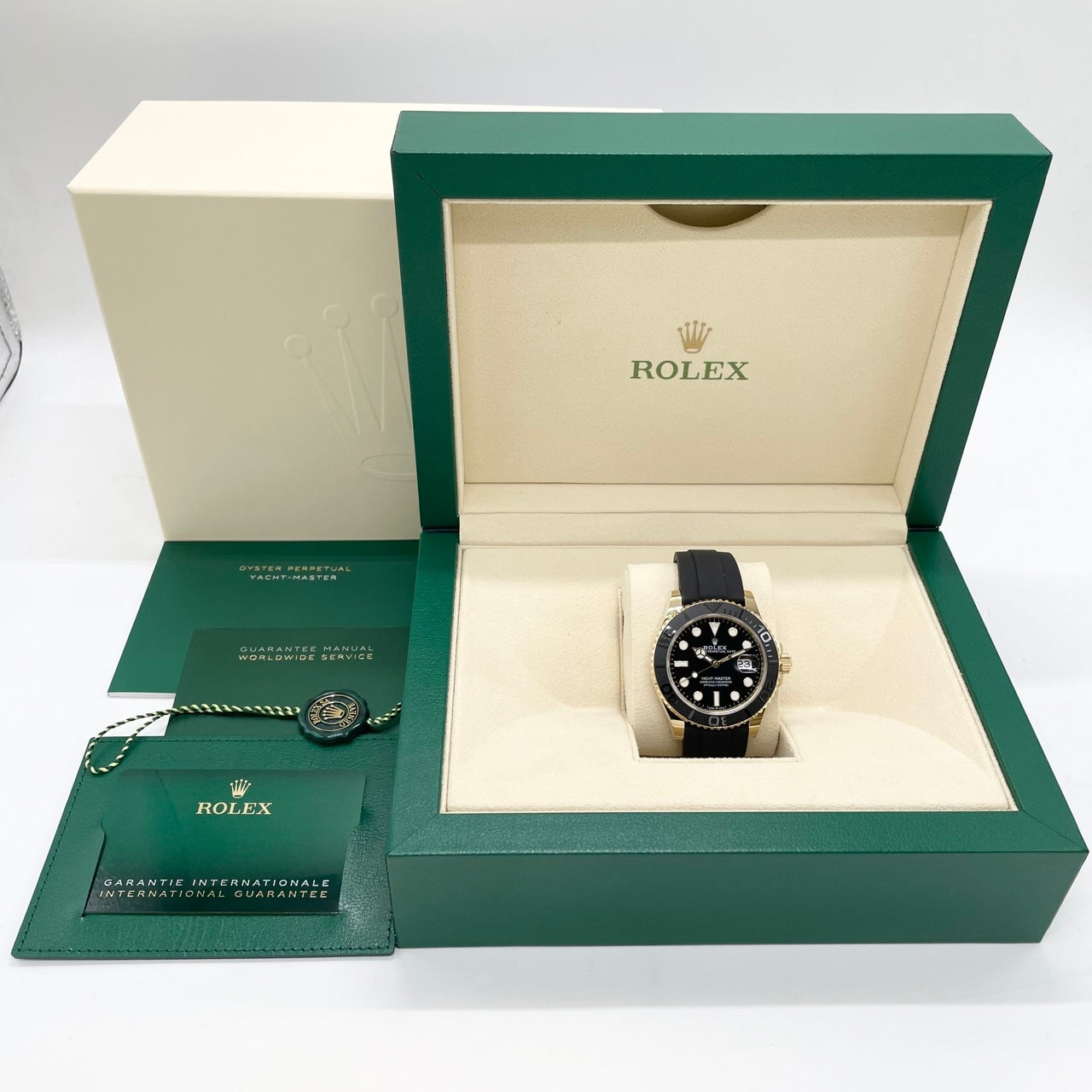 プレオウンド ロレックス ヨットマスター 226658 ブラック ブラックラバーベルト イエローゴールド 42mm