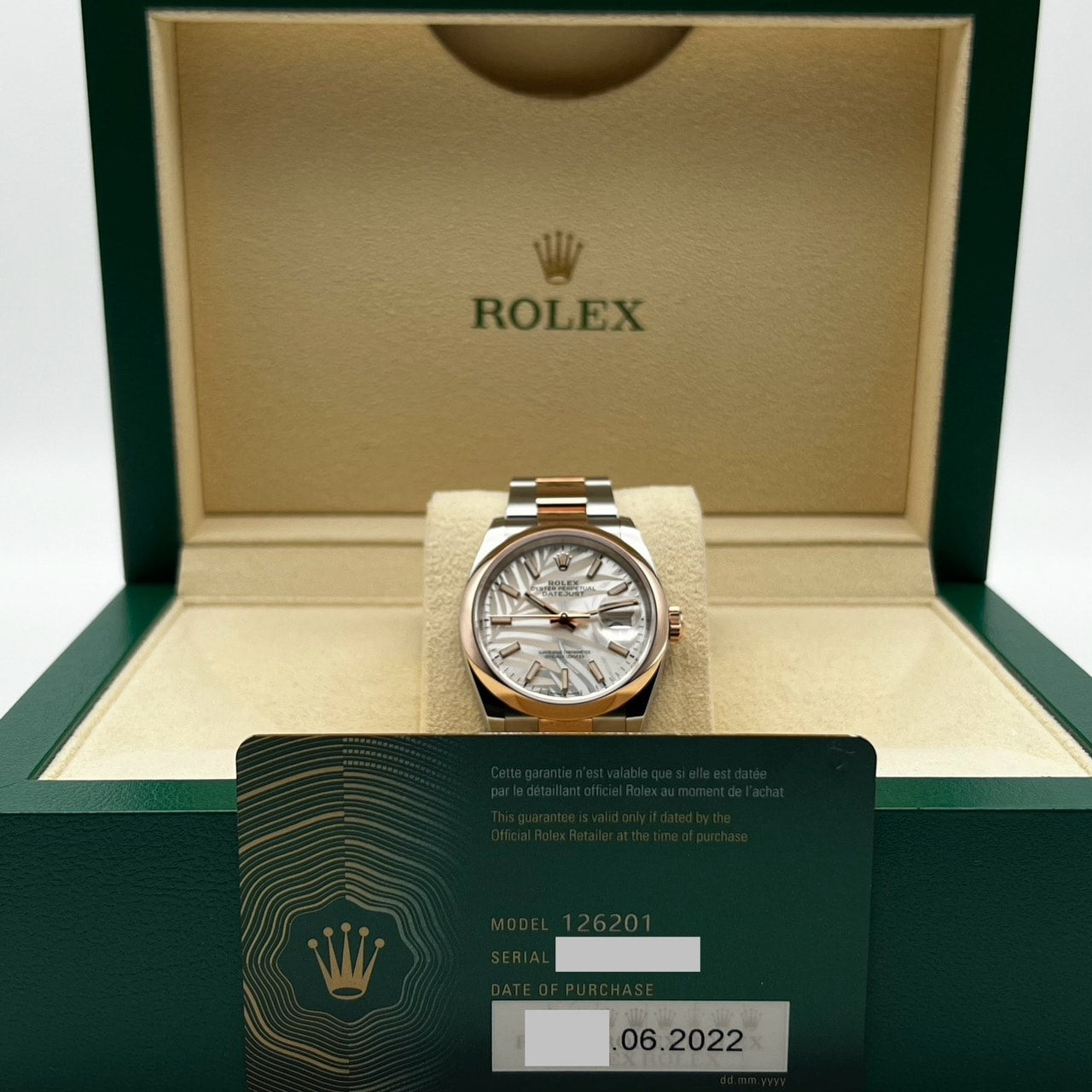 プレオウンド ロレックス デイトジャスト 126201 シルバー パームモチーフ オイスターブレスレット36mm