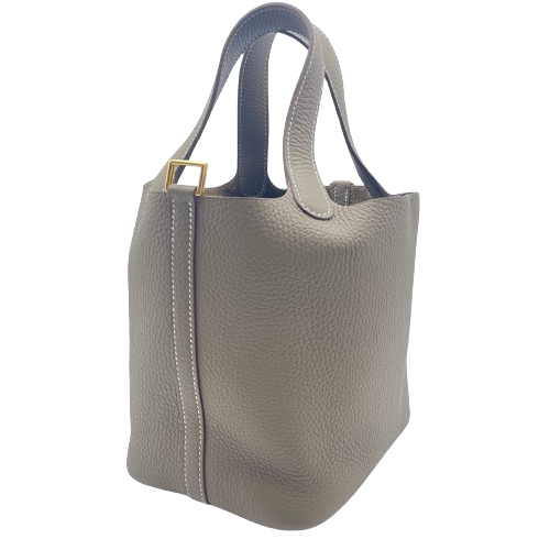 Hermes Picotin Lock PM Etoupe Torillon Clemence Gold Hardware w 새겨진