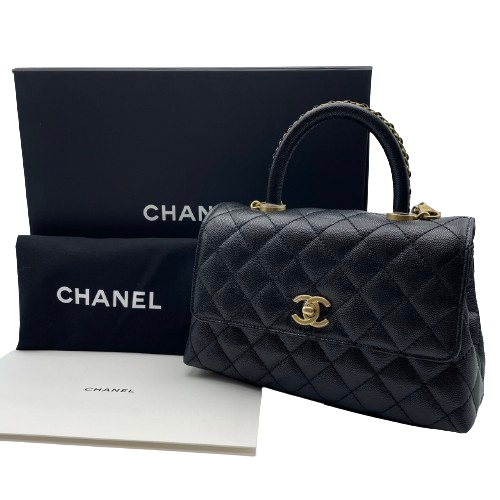 Chanel Coco Handle 24 XS Black Caviar Skin Chain Handle