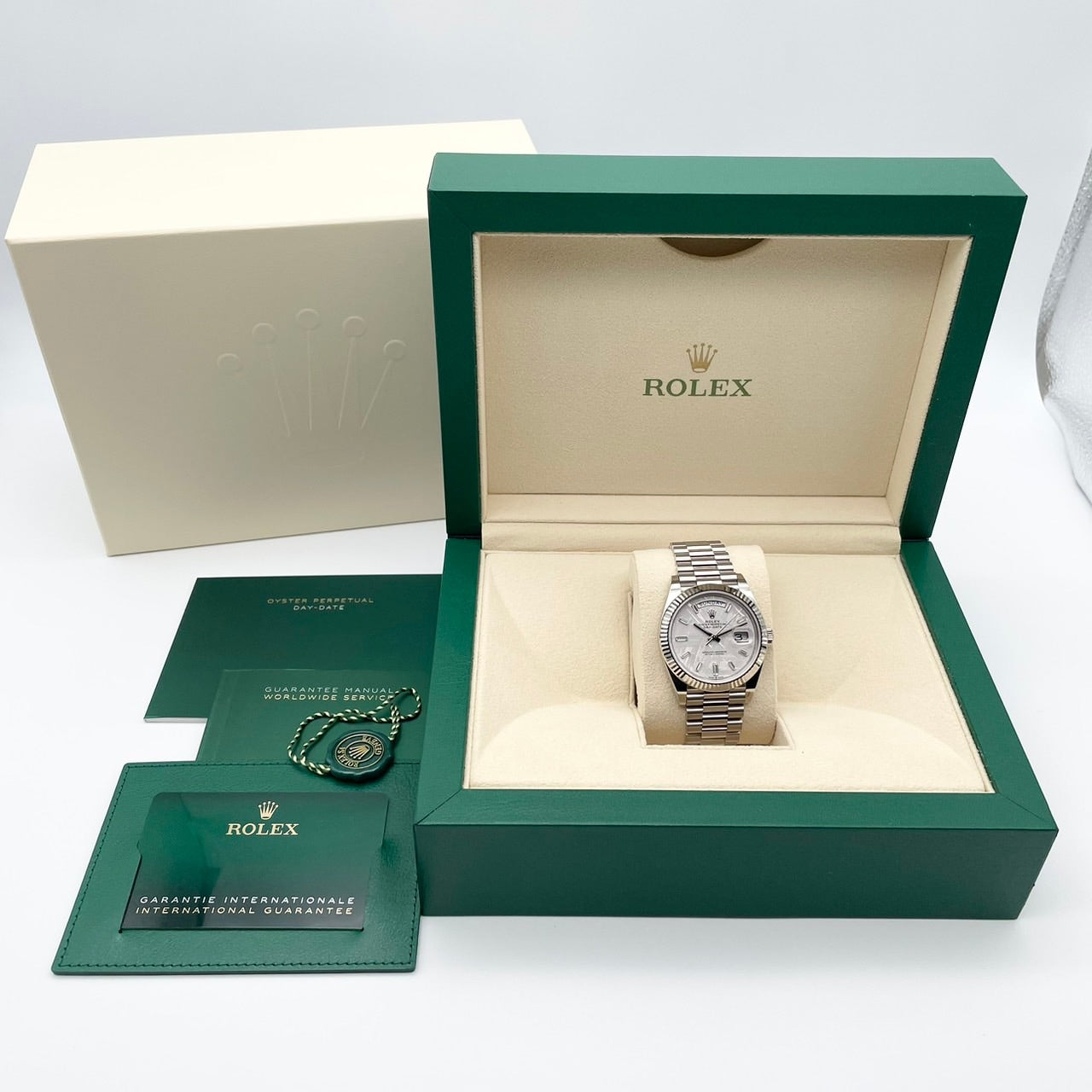 プレオウンド ロレックス デイデイト 228239 ホワイトゴールド 10Pダイヤ メテオライト 40mm