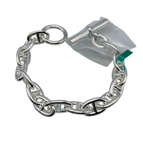 Pre-Owned Hermes Chaine Dunkle Bracelet MM Silver 925 15-panel
