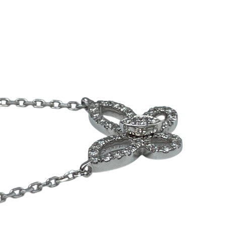 Graph Mini Butterfly Silhouette Diamond Pendant White Gold