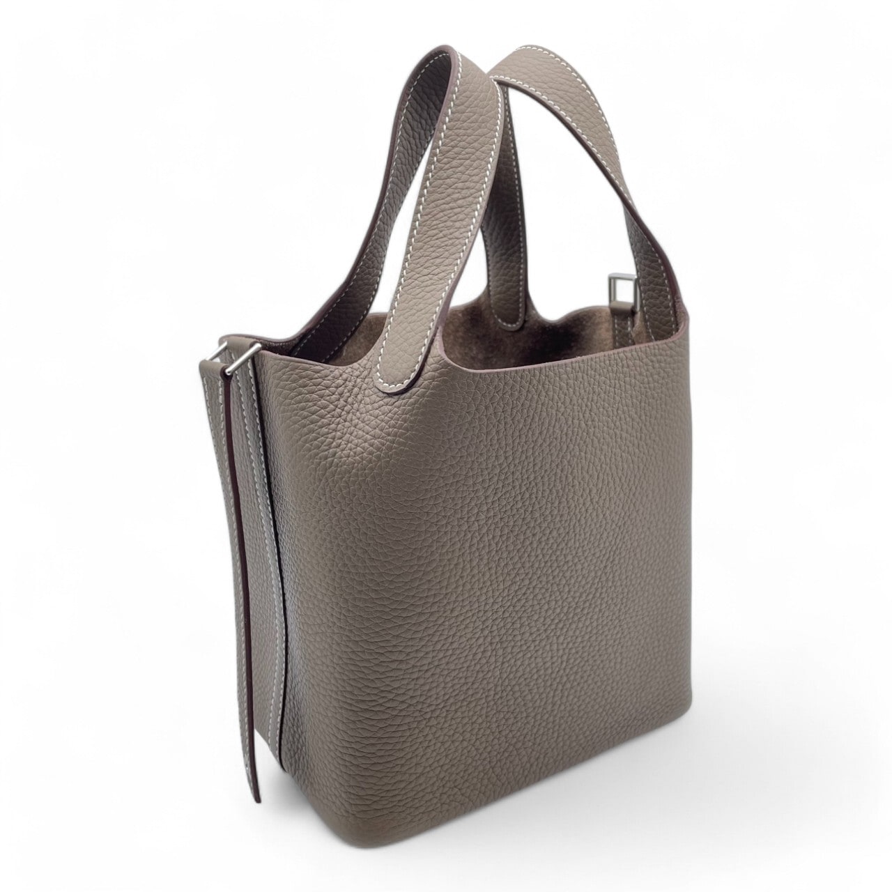 Hermes Picotin Lock PM Etoupe Torillon Clemence Silver Metal Fittings B 조각.