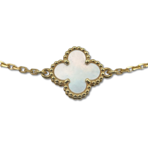 Pre-Owned Van Cleef & Arpels Sweet Alhambra Bracelet VCARF68800 Mother of Pearl Yellow Gold