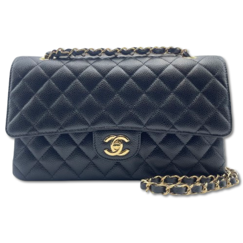 Pre-Owned Chanel Matelasse W25 Black Caviar Skin Gold Hardware