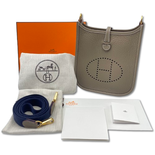 사전 소유의 헤르메스 미니 에블 린 amazone tpm etoupe torillon clemence 골드 하드웨어 w 새겨 져