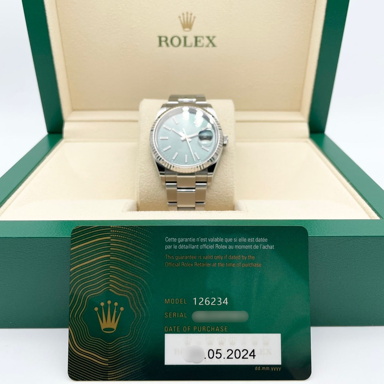 プレオウンド ロレックス デイトジャスト 126234 ミントグリーン オイスターブレス 36mm
