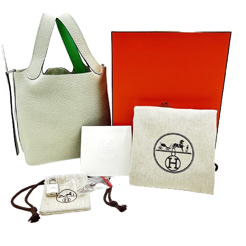 プレオウンド エルメス ピコタンロック PM スイフト/トリヨンクレマンス グリネヴェ/ヴェールコミック シルバー金具 B刻印