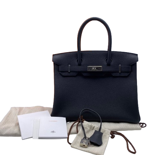 Hermes Birkin 30 Black Togo Silver Metal Fittings u 조각